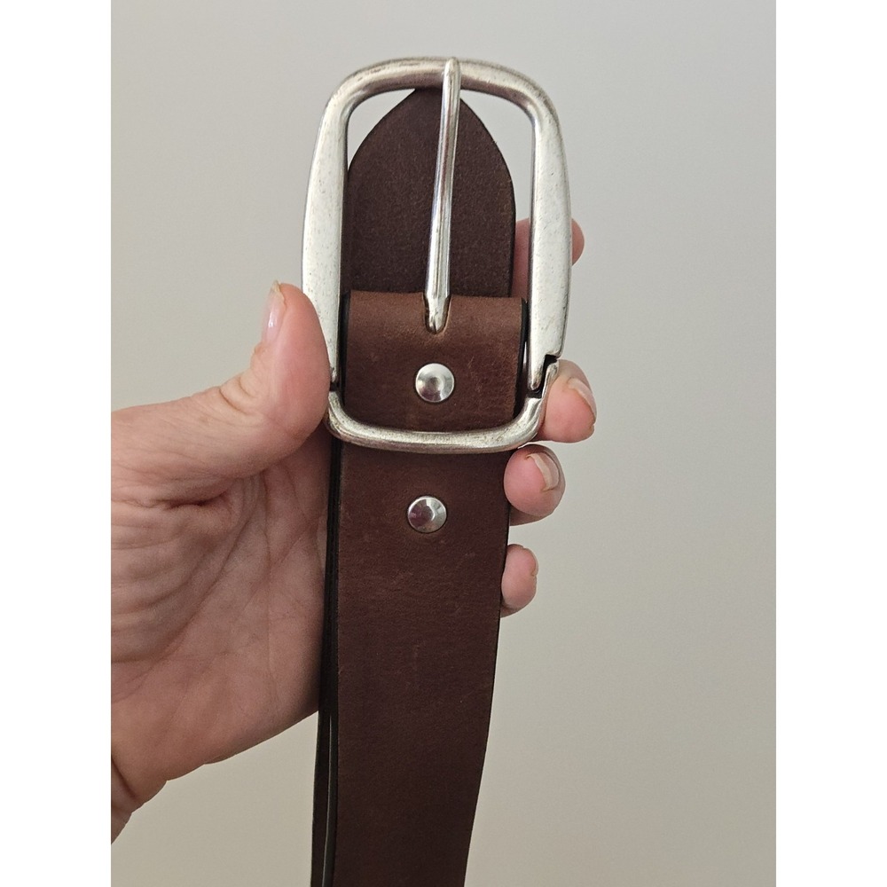 Handmade Italian Leather Belt Brown Sz 30 - 35 Quello Della Pelle Silvertn Buckl